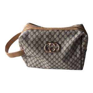 Gucci Supreme Cosmetic Travel Bag Women Beige Monogram Logo